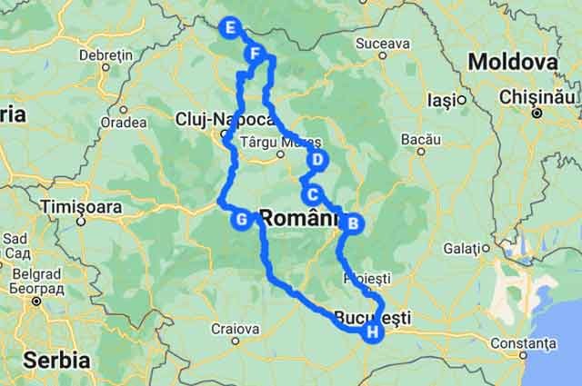 Romania rural tour map